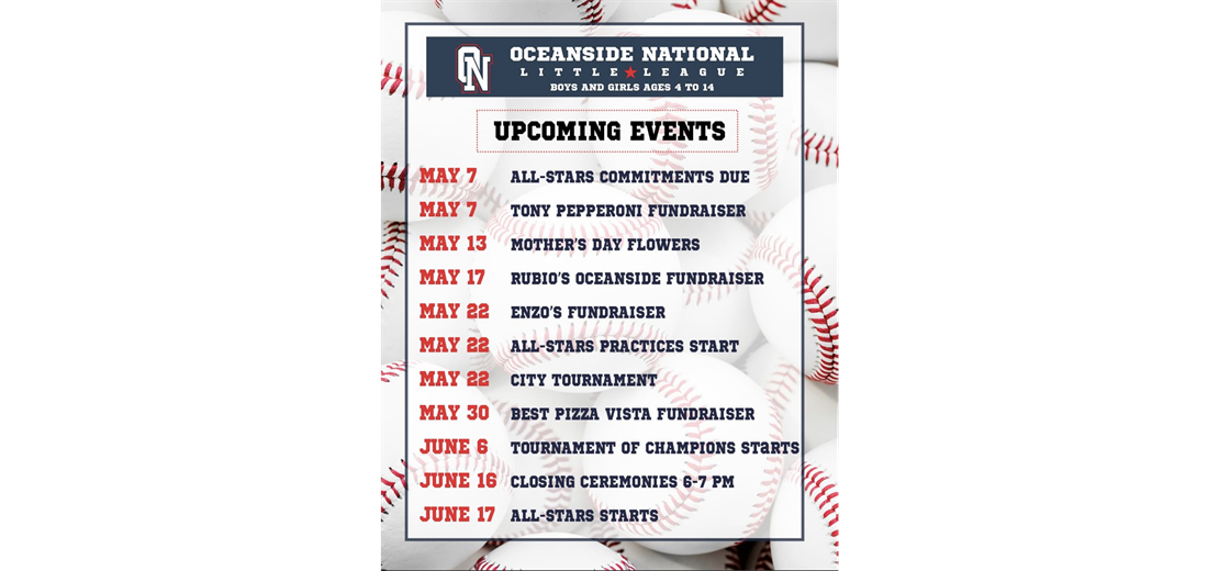Mark Your Calendars!